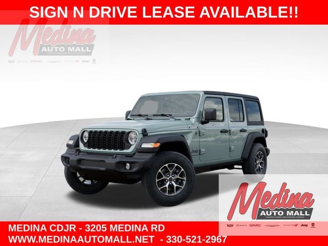 2026 Jeep Wrangler Sport S in Earl Clearcoat — front three-quarter view