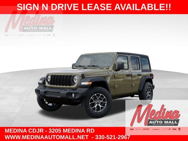 2026 Jeep Wrangler Sport S in 41 Exterior Paint — front three-quarter view