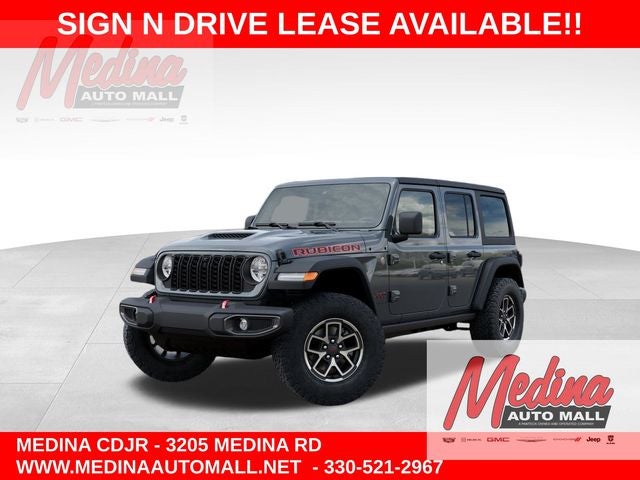 2026 Jeep Wrangler Rubicon in Anvil Clear-Coat Exterior Paint — front three-quarter view