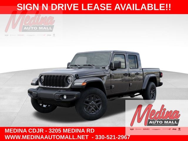 2026 Jeep Gladiator Sport S in Granite Crystal Metallic Clear-Coat Exterior Paint — front three-quarter view