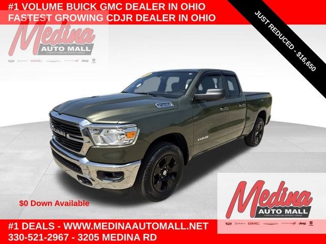 2021 RAM 1500 Big Horn/Lone Star in Olive Green Pearlcoat — front three-quarter view