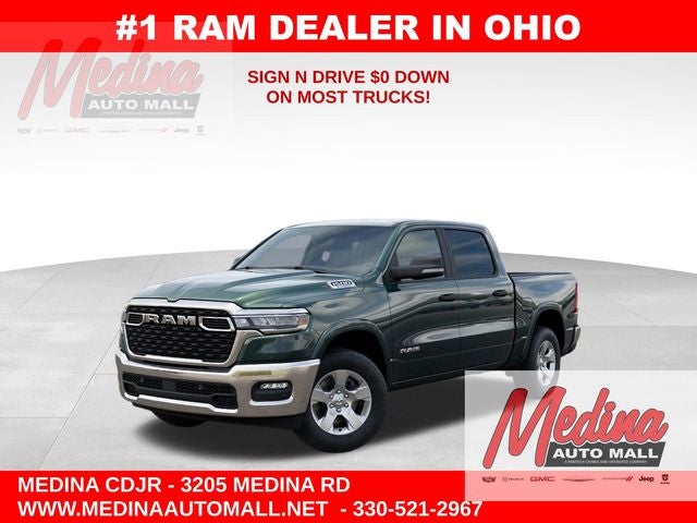 2026 RAM 1500 Big Horn/Lone Star in Serrano-Green Metallic Exterior Paint — front three-quarter view