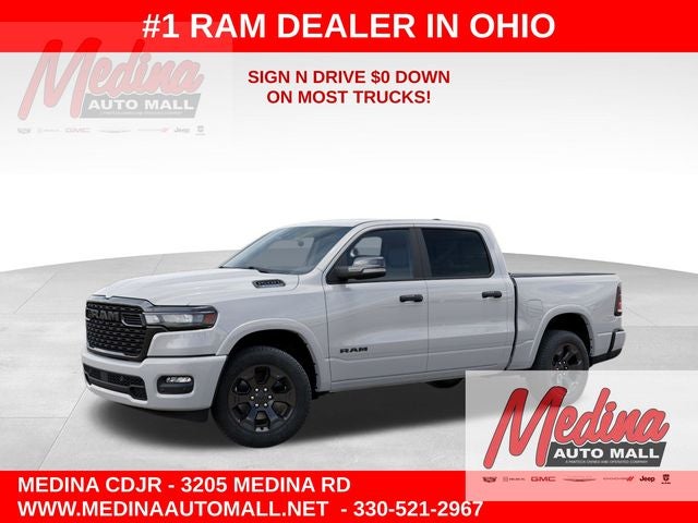 2026 RAM 1500 Big Horn/Lone Star in Bright White Clear-Coat Exterior Paint — front three-quarter view