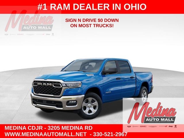 2026 RAM 1500 Big Horn/Lone Star in Hydro Blue Pearl-Coat Exterior Paint — front three-quarter view