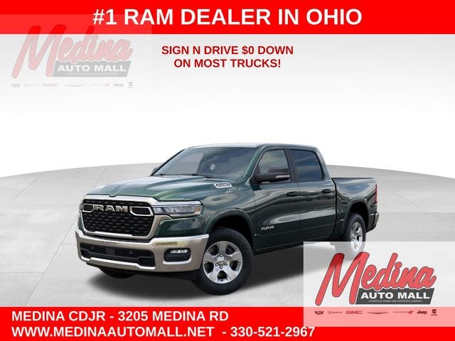 2026 RAM 1500 Big Horn/Lone Star in Serrano-Green Metallic Exterior Paint — front three-quarter view