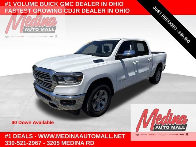 2023 RAM 1500 Laramie in Bright White Clearcoat — front three-quarter view