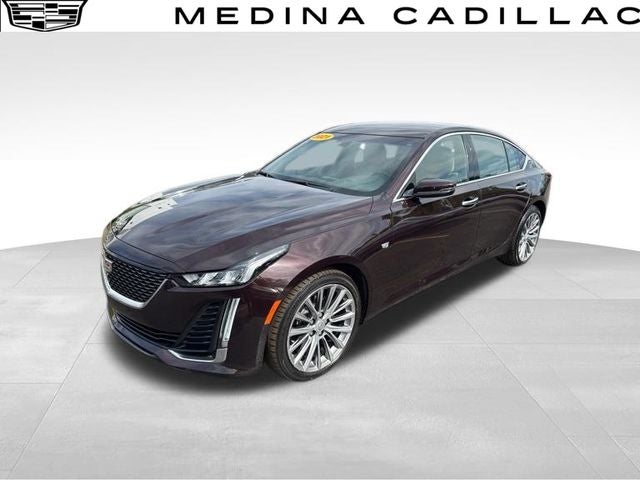 2021 Cadillac CT5 Premium Luxury in Garnet — front three-quarter view