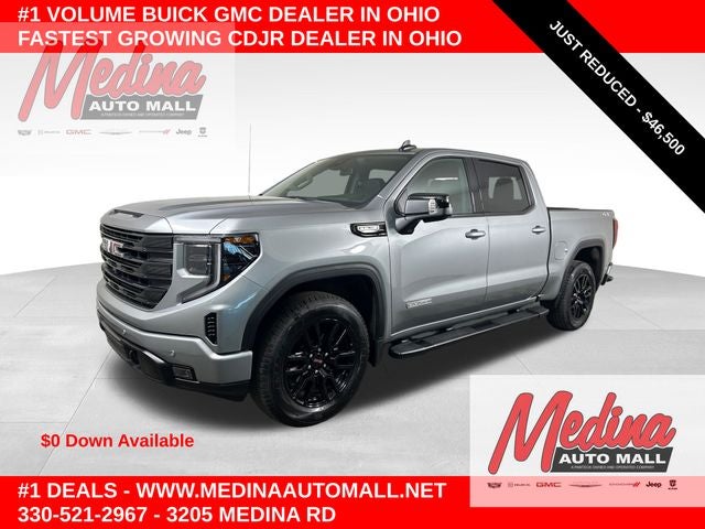 2025 GMC Sierra 1500 Elevation in Sterling Metallic — front three-quarter view