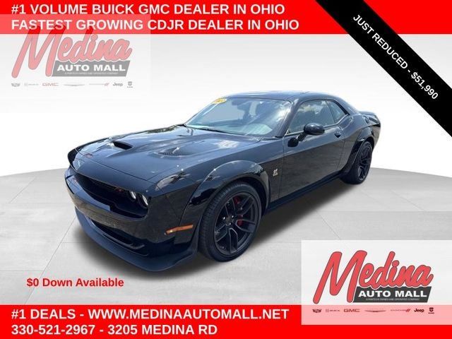 2022 Dodge Challenger R/T Scat Pack Widebody in Pitch Black Clearcoat — front three-quarter view
