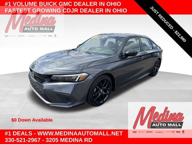 2024 Honda Civic Sport in Sonic Gray Pearl — front three-quarter view