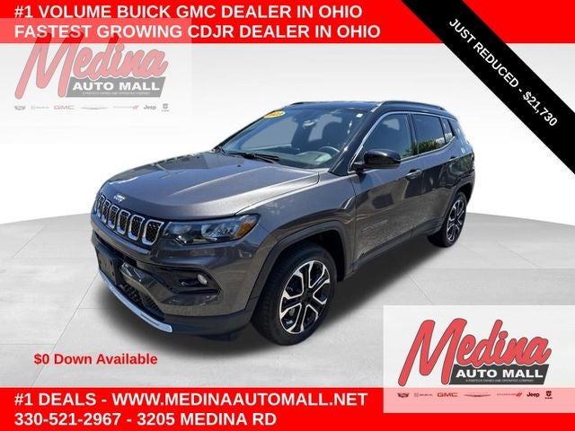 2023 Jeep Compass Limited in Granite Crystal Metallic Clearcoat — front three-quarter view