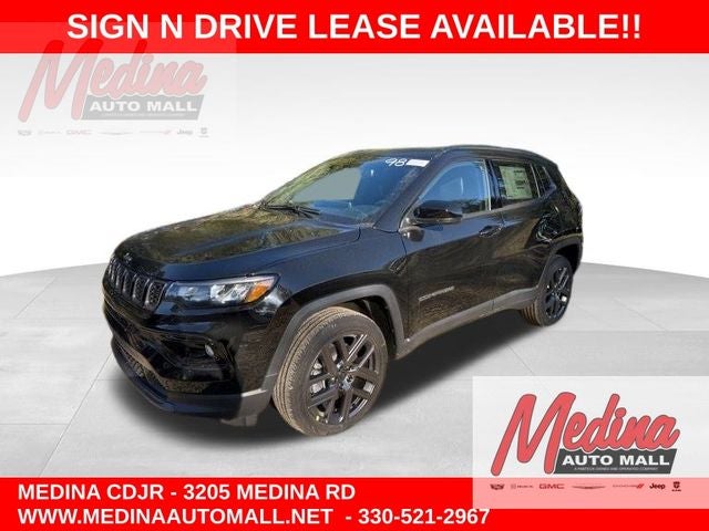2026 Jeep Compass Limited in Diamond Black Crystal Pearl-Coat Exterior Paint — front three-quarter view