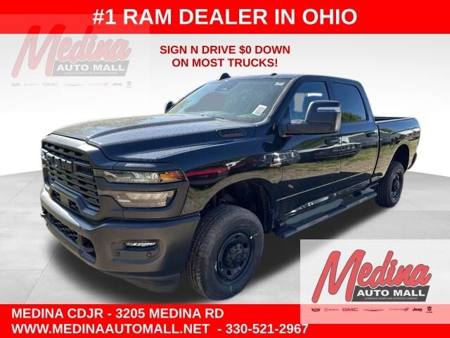 2026 RAM 2500 Tradesman in Diamond Black Crystal Pearl-Coat Exterior Paint — front three-quarter view