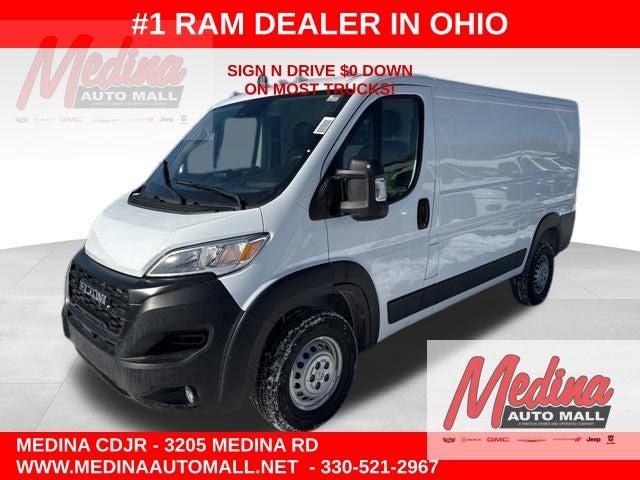 2026 RAM ProMaster 1500 Low Roof in Bright White Clear-Coat Exterior Paint — front three-quarter view
