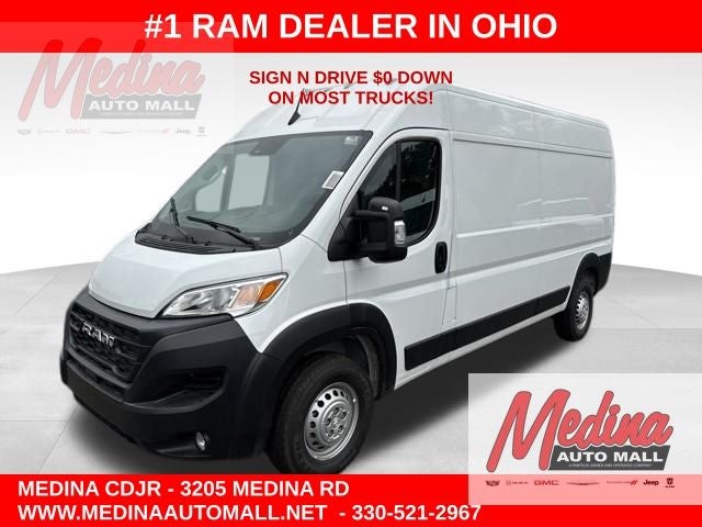 2026 RAM ProMaster 2500 High Roof in Bright White Clear-Coat Exterior Paint — front three-quarter view