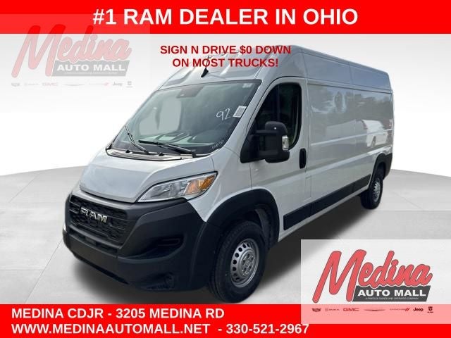 2026 RAM ProMaster 2500 High Roof in Bright White Clear-Coat Exterior Paint — front three-quarter view