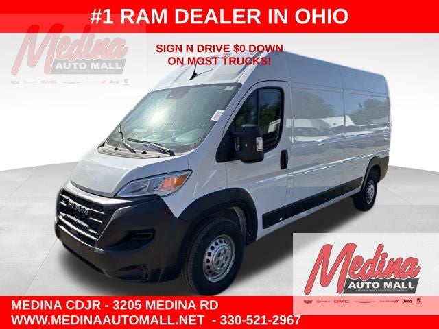 2026 RAM ProMaster 2500 High Roof in Bright White Clear-Coat Exterior Paint — front three-quarter view