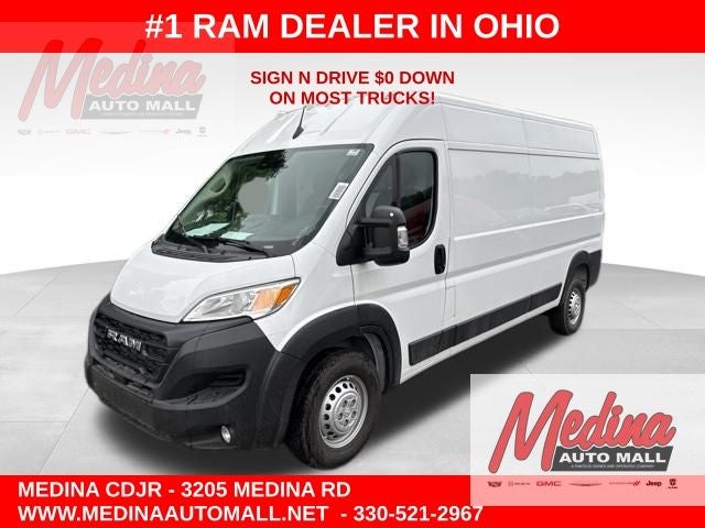 2026 RAM ProMaster 2500 High Roof in Bright White Clear-Coat Exterior Paint — front three-quarter view