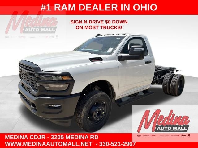 2026 RAM 3500 Tradesman in Bright White Clear-Coat Exterior Paint — front three-quarter view