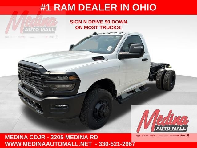 2026 RAM 3500 Tradesman in Bright White Clear-Coat Exterior Paint — front three-quarter view