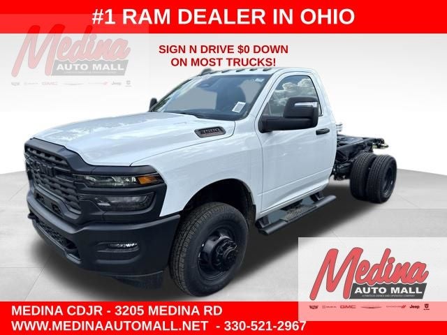 2026 RAM 3500 Tradesman in Bright White Clear-Coat Exterior Paint — front three-quarter view