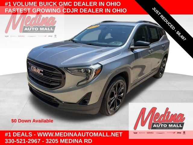 2020 GMC Terrain SLT in Satin Steel Metallic — front three-quarter view