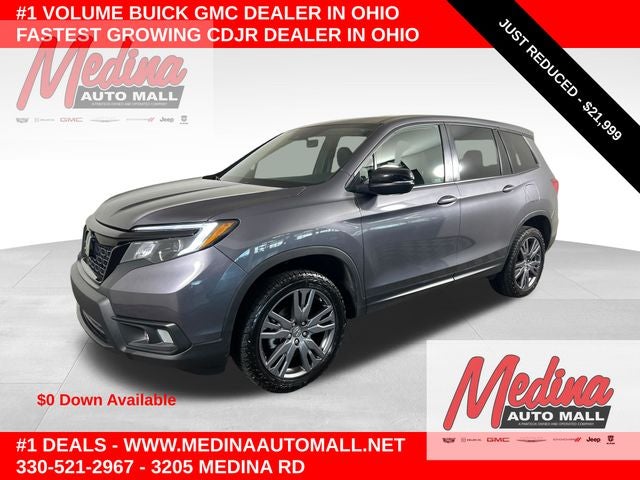 2021 Honda Passport EX-L in Modern Steel Metallic — front three-quarter view