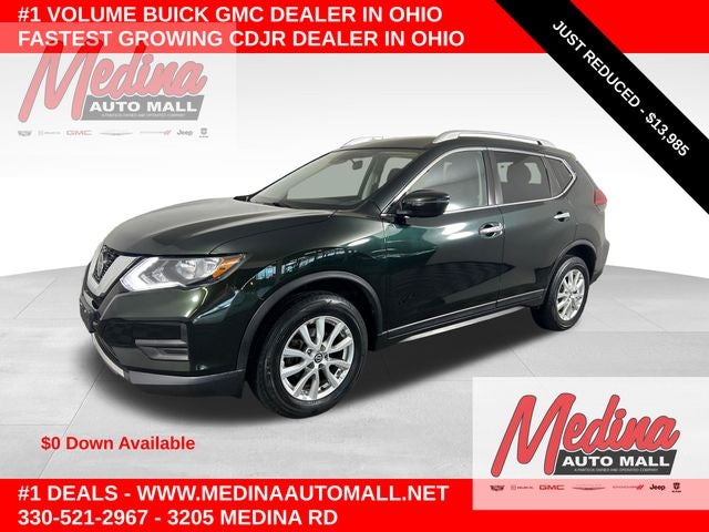 2020 Nissan Rogue SV in Midnight Pine Metallic — front three-quarter view