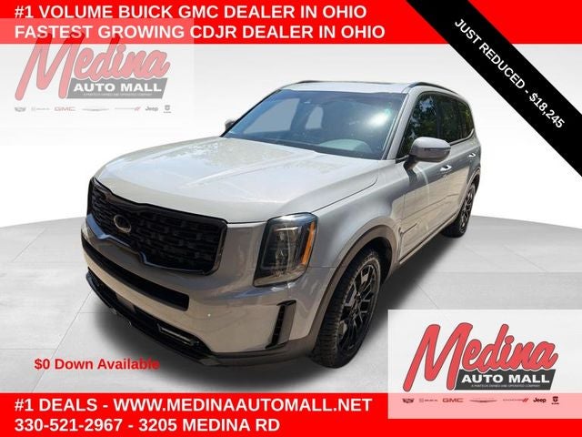 2021 Kia Telluride EX in Wolf Gray — front three-quarter view